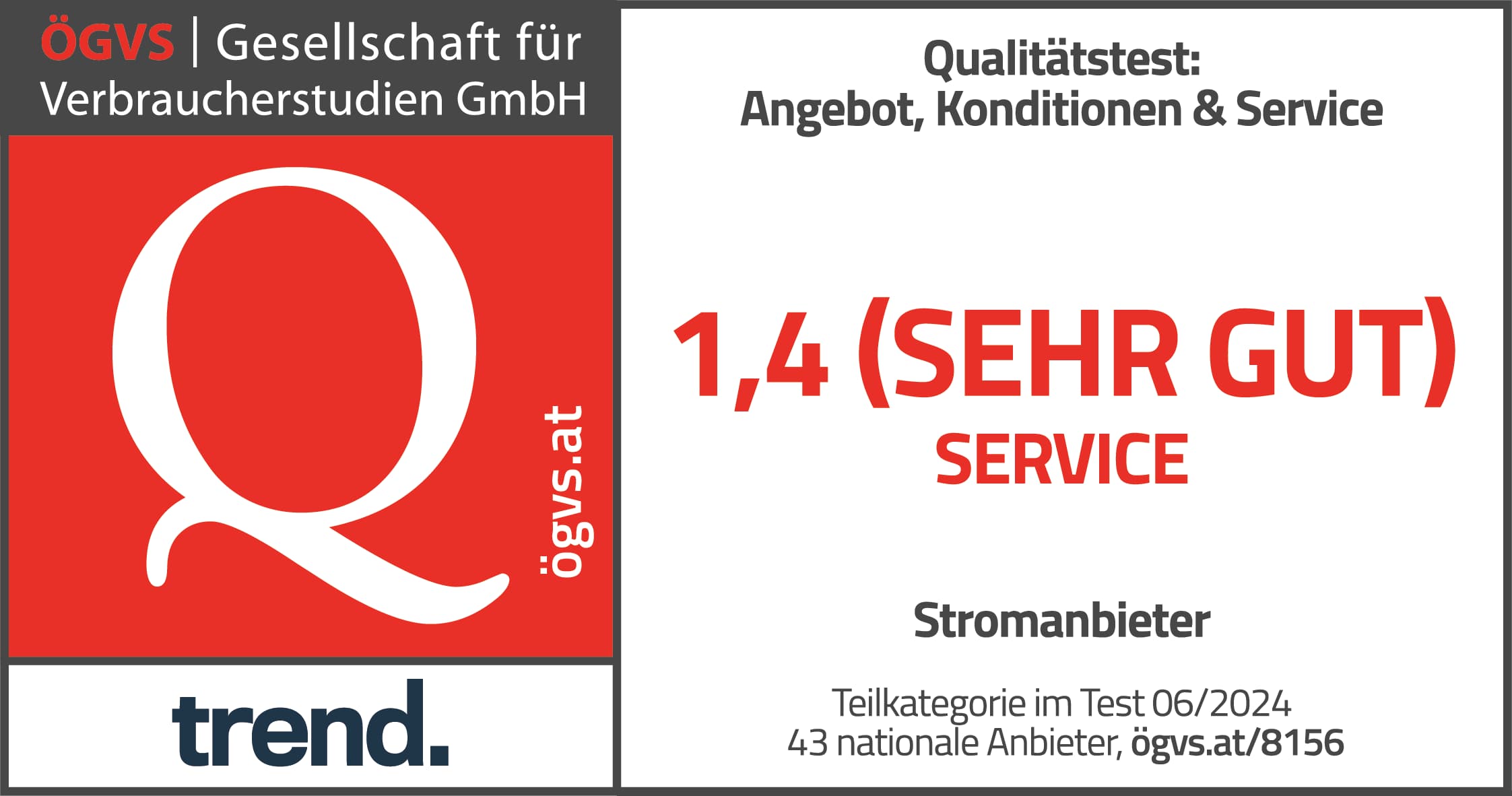 ÖGVS Sehr Gut Kundenservice Stromanbieter Österreich 2025